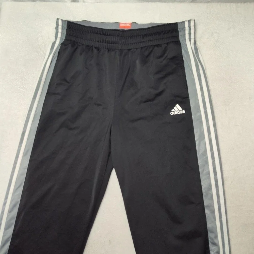 Adidas‎ Track Pants Mens L Black Side Stripe Lined Drawstring Tapered Basketball